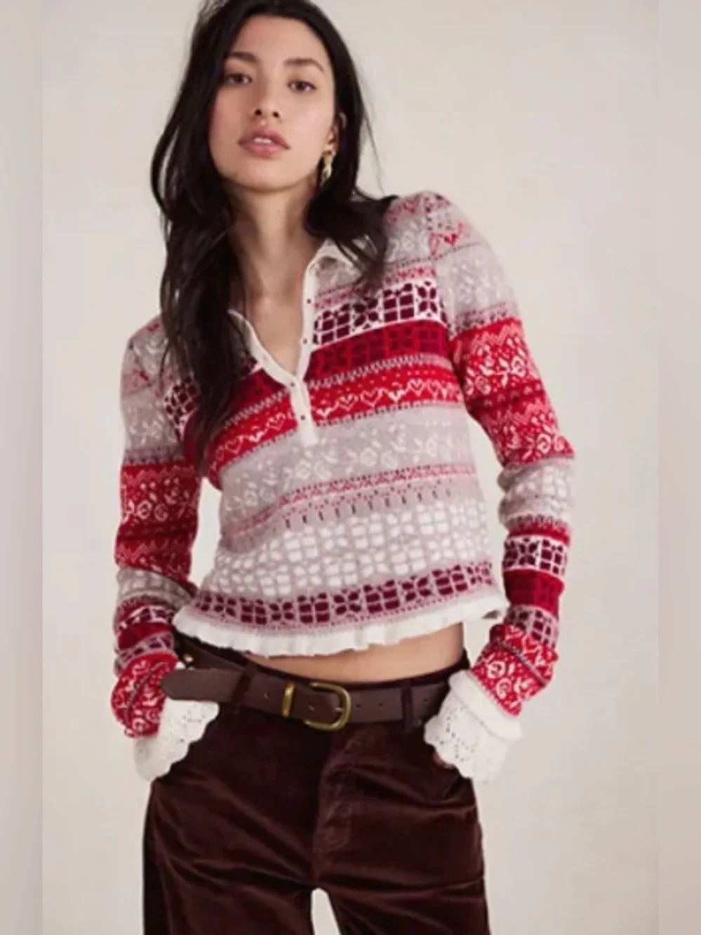 Free People Gift Wrapped Henley Sweater XS